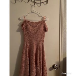 Pink Off the Shoulder High- Low Hoco Dress